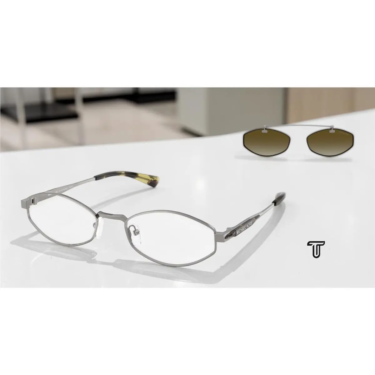 Michael Kors MK1175 19067Z Palo Alto Shiny Gunmetal Olive Grad 56mm Men Sunglass
