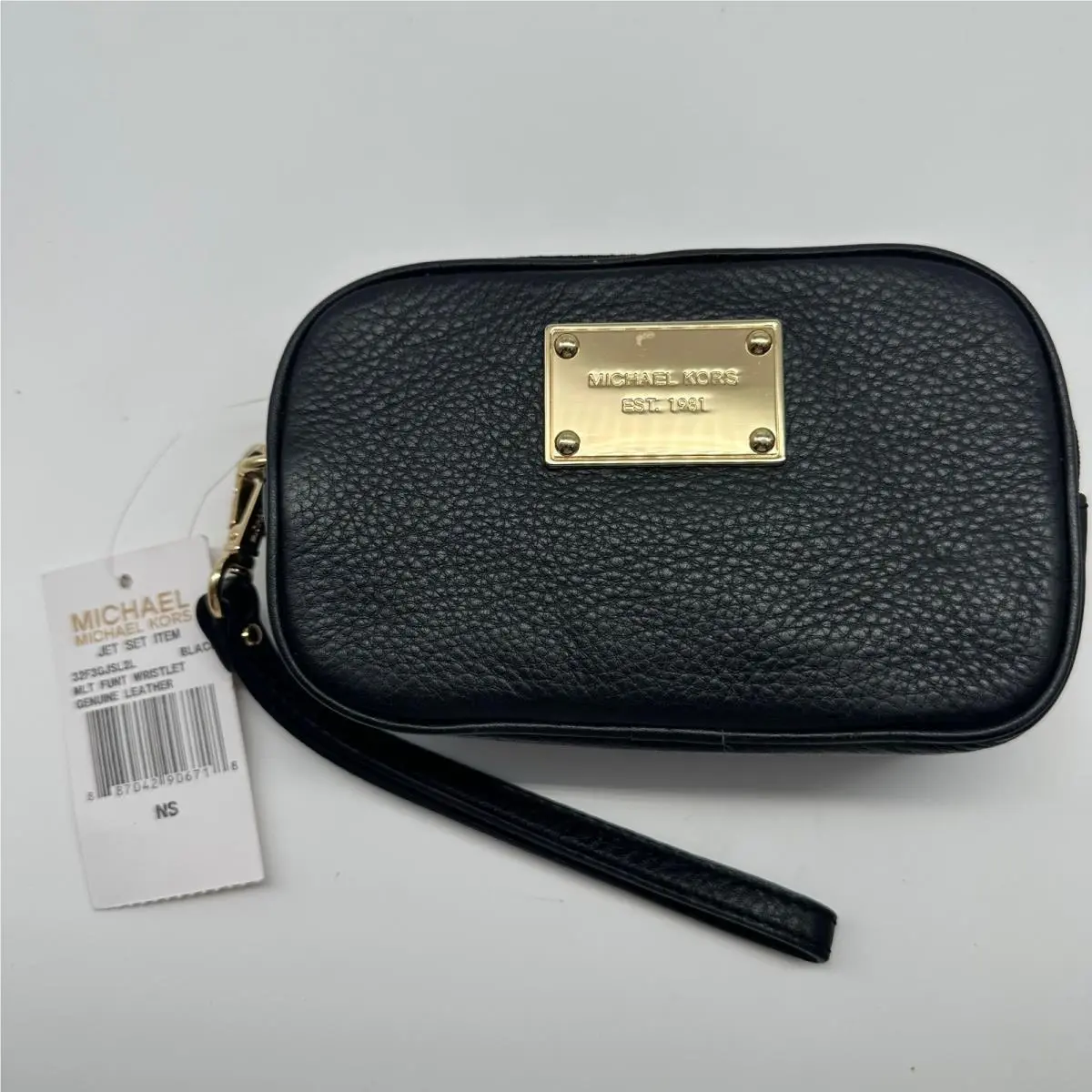 Michael Kors Jet Set Double Zip Wristlet Wallet Black Leather