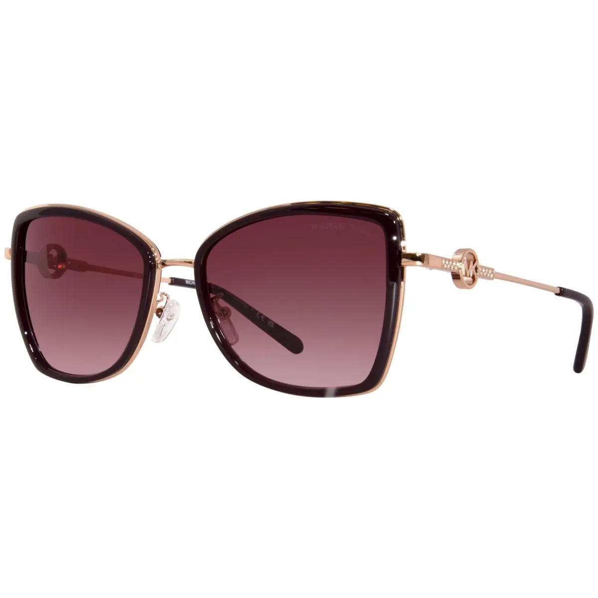 Michael Kors Corsica MK1067B 11088H Sunglasses Women`s Rose Gold/burgundy 55mm