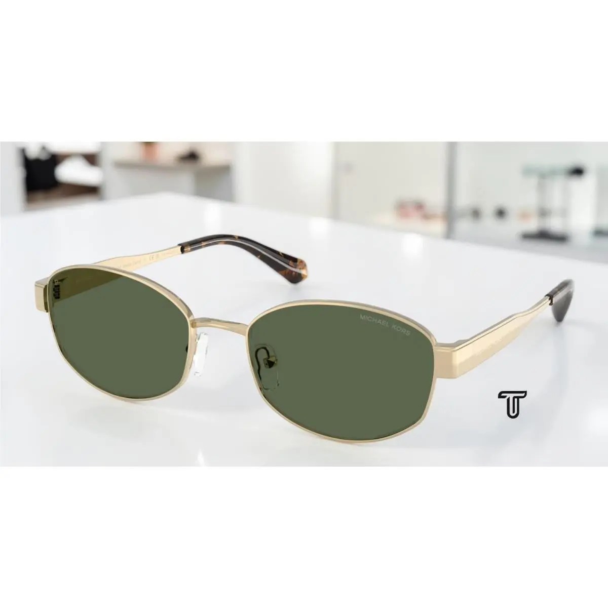 Michael Kors MK1161 10149A Monte Carlo Gold Green Polarized 56mm Women Sunglass