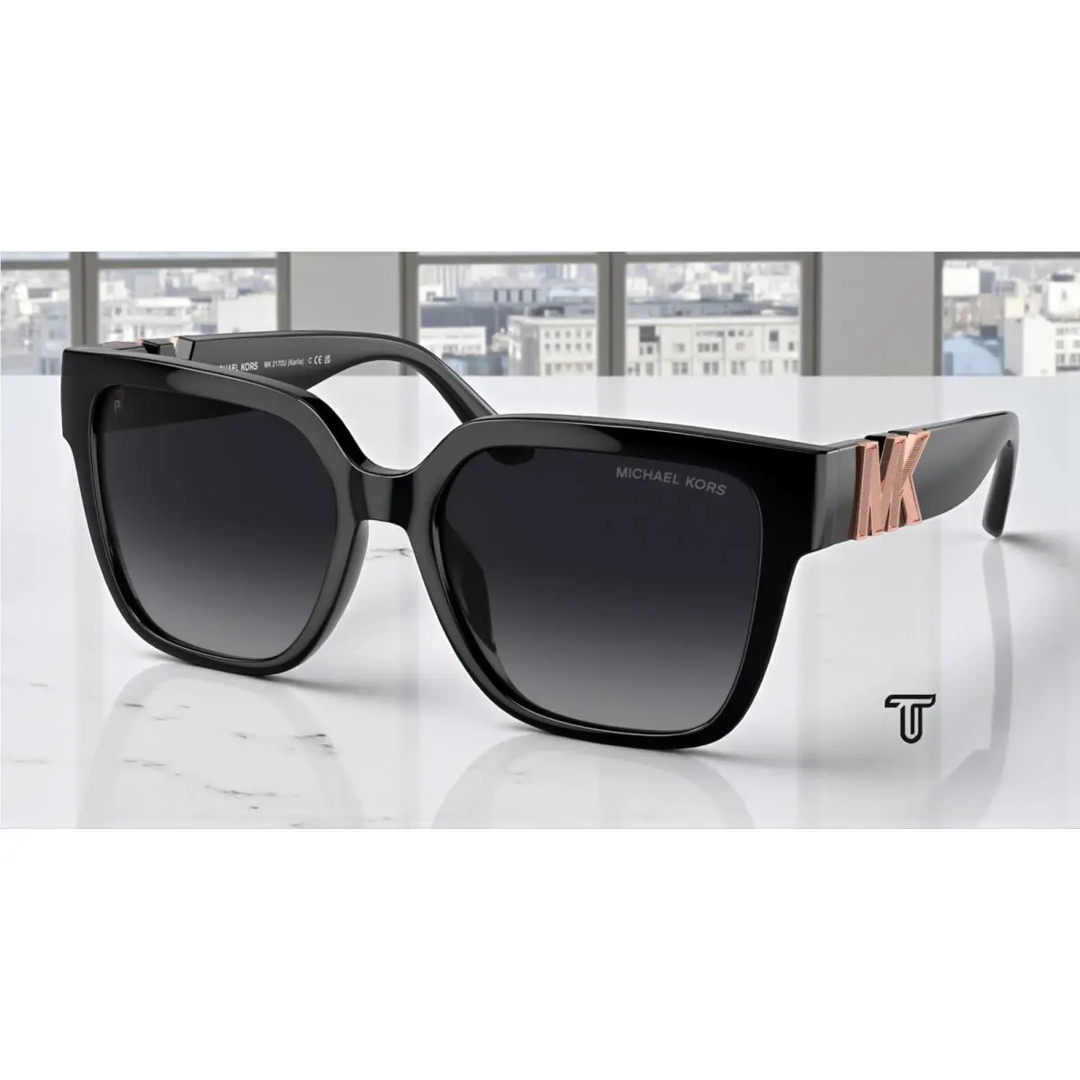Michael Kors MK2170U 3005T3 Karlie Black Grey Gr Polarized 54 Women`s Sunglasses