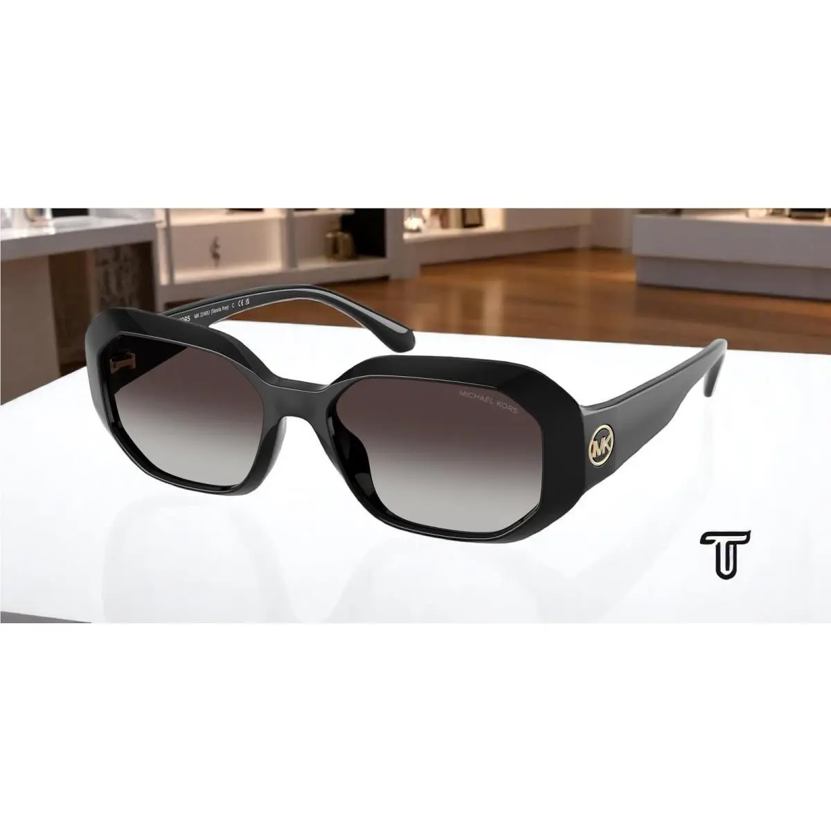 Michael Kors MK2240U 30058G Siesta Key Black Grey Grad 54 mm Women`s Sunglasses