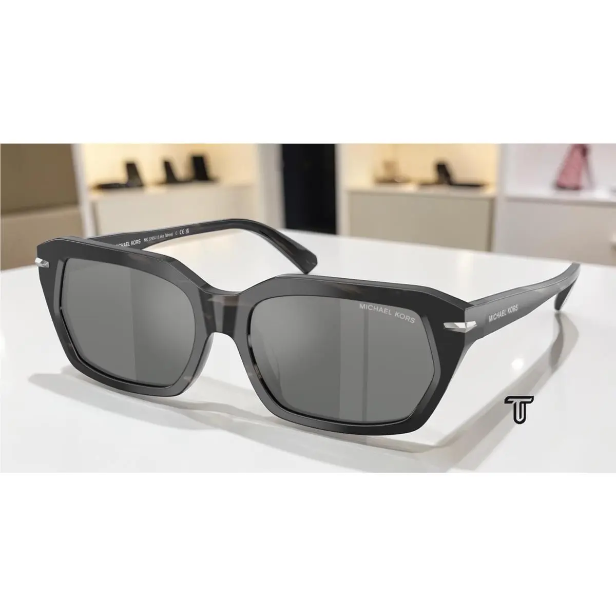 Michael Kors MK2265U 403488 Lake Tahoe Black Horn Black Mirror 54mm Men Sunglass