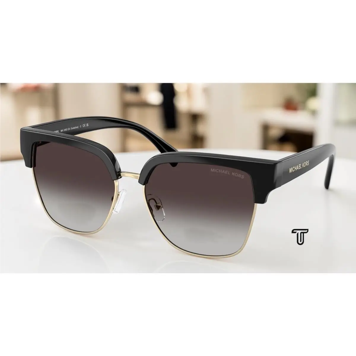 Michael Kors MK2262 30058G St. Eustatius Black Grey Grad 56mm Women`s Sunglasses