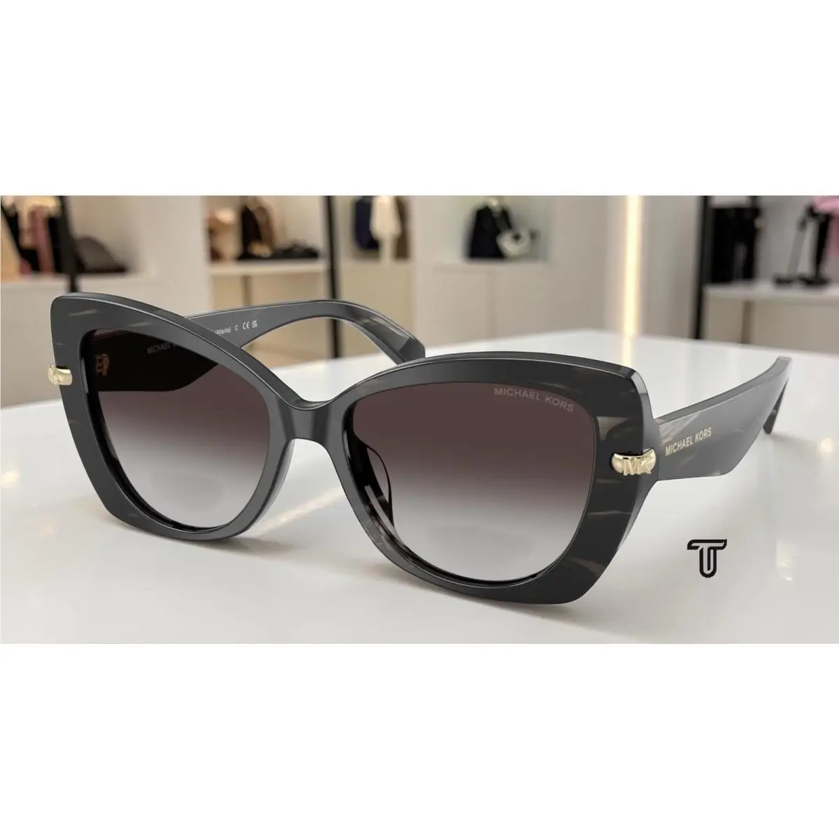 Michael Kors MK2258U 40348G Atlanta Black Horn Grey Grad 55mm Women`s Sunglasses - Frame: Black Horn, Lens: Light Grey Gradient