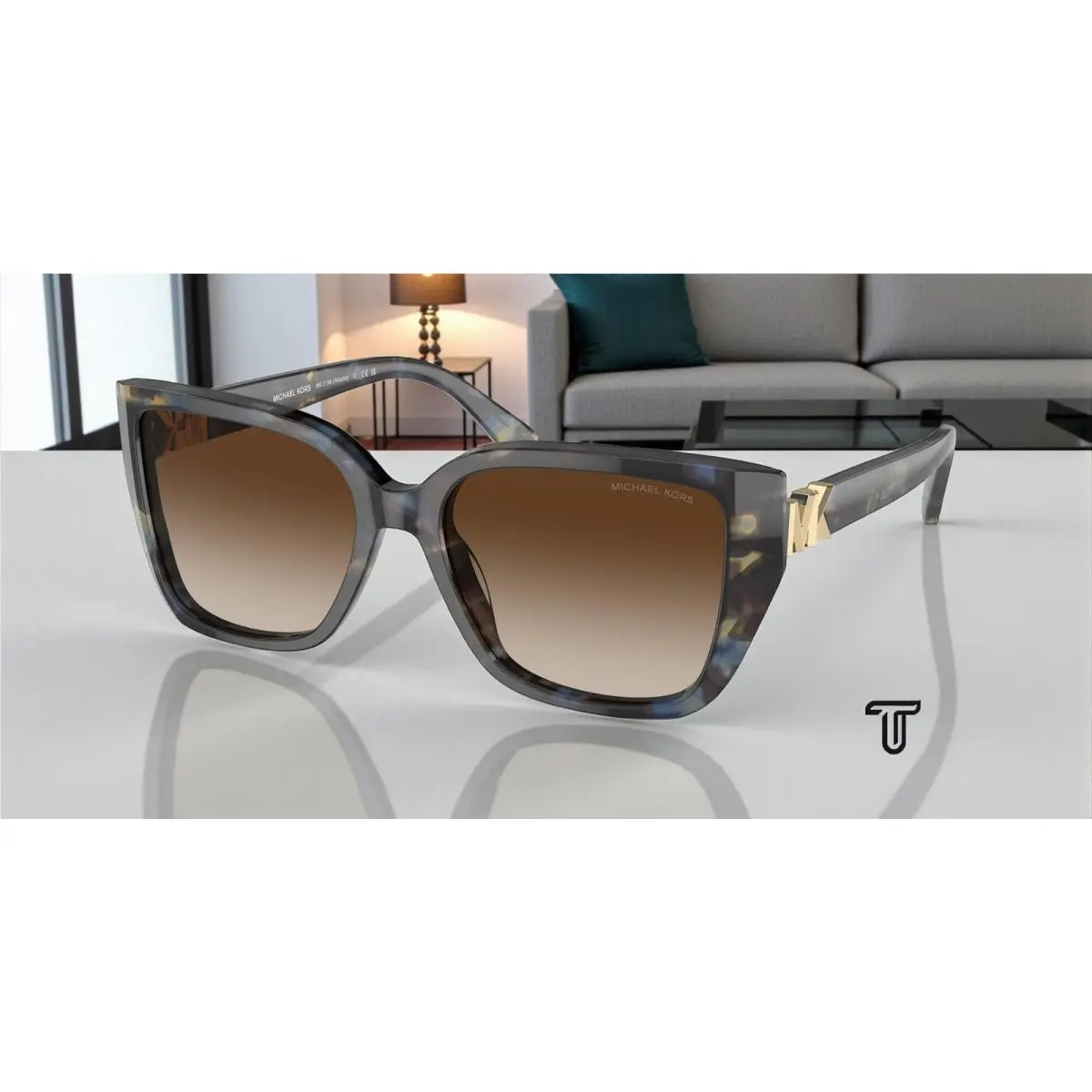 Michael Kors MK2199 395213 Blue Tortoise Brown Gradient 55 mm Women`s Sunglasses