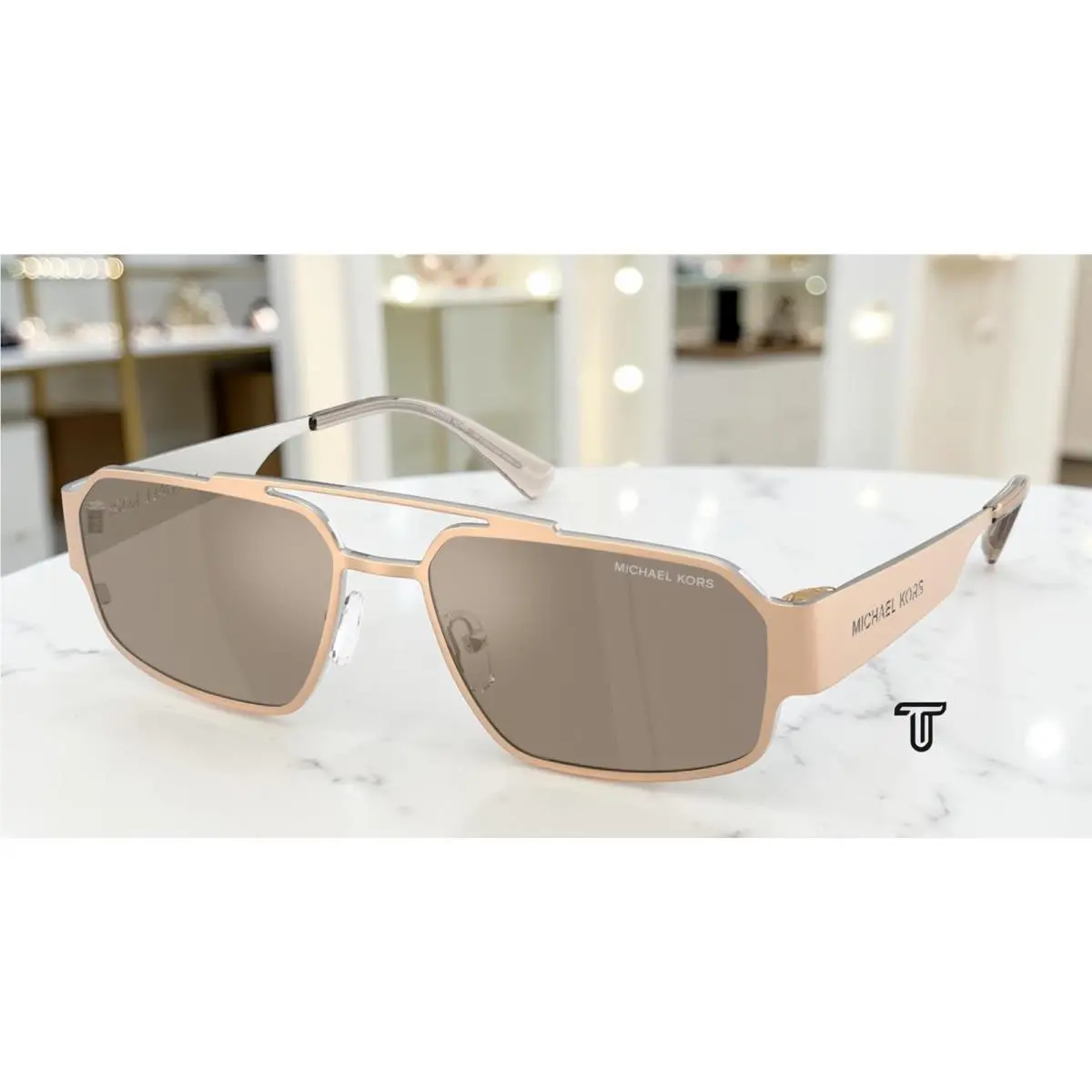 Michael Kors MK1182 10145A Cape Town Gold Brown Silver Mirror 58mm Men Sunglass