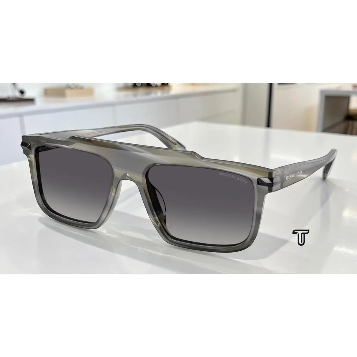 Michael Kors MK2278U 4047T3 Boston Horn Grey Polarized 57 mm Men`s Sunglasses