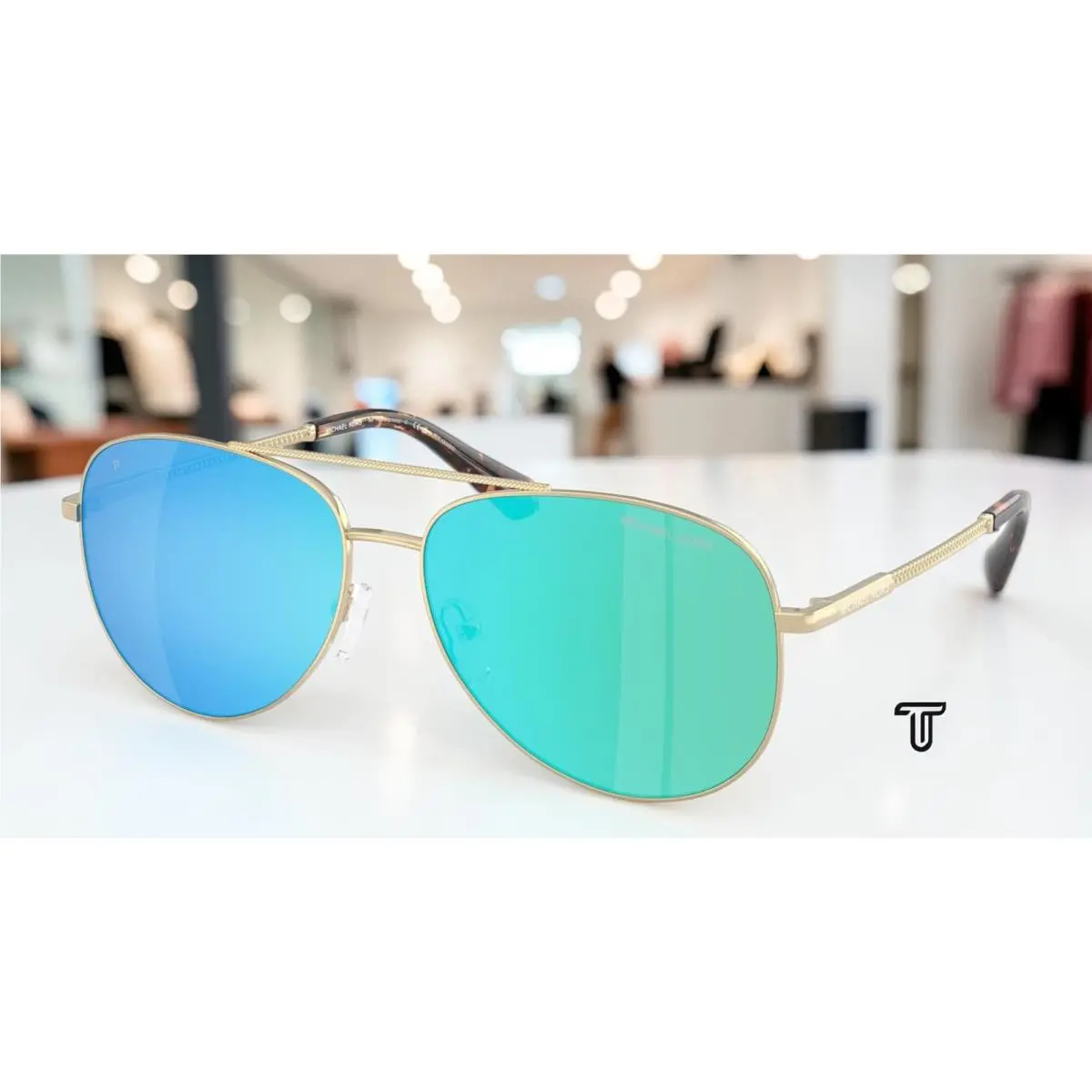 Michael Kors MK1172 101425 Perledo Gold Blue Polarized 58 mm Women`s Sunglasses
