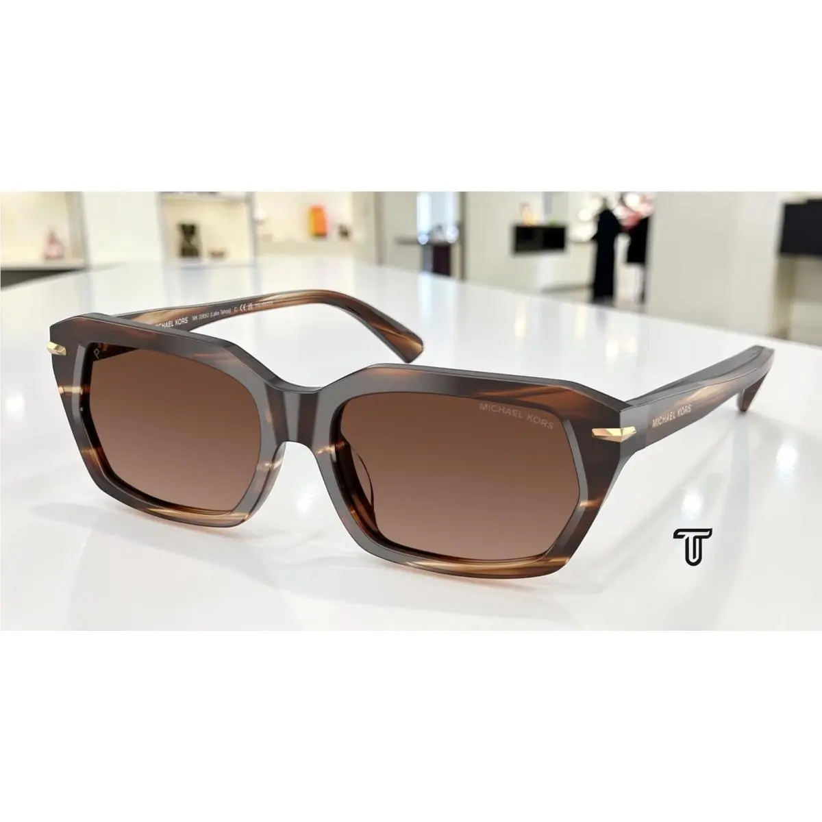 Michael Kors MK2265U 4039T5 Lake Tahoe Brown Horn Polarized 54mm Mens Sunglasses