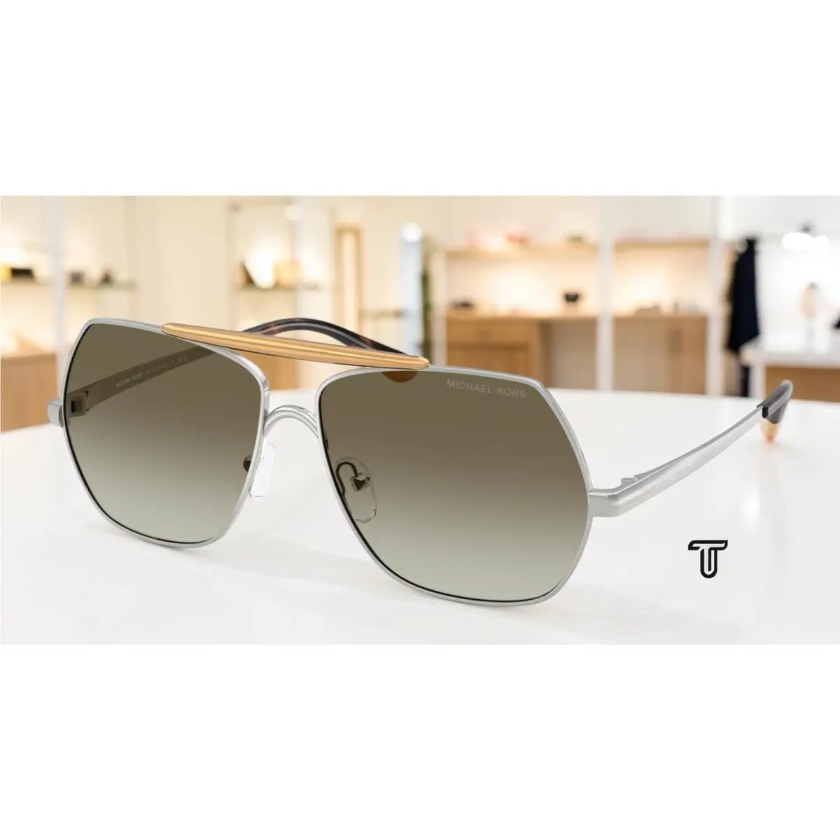 Michael Kors MK1173 18933M Denver Shiny Silver Green Grad 58mm Womens Sunglasses