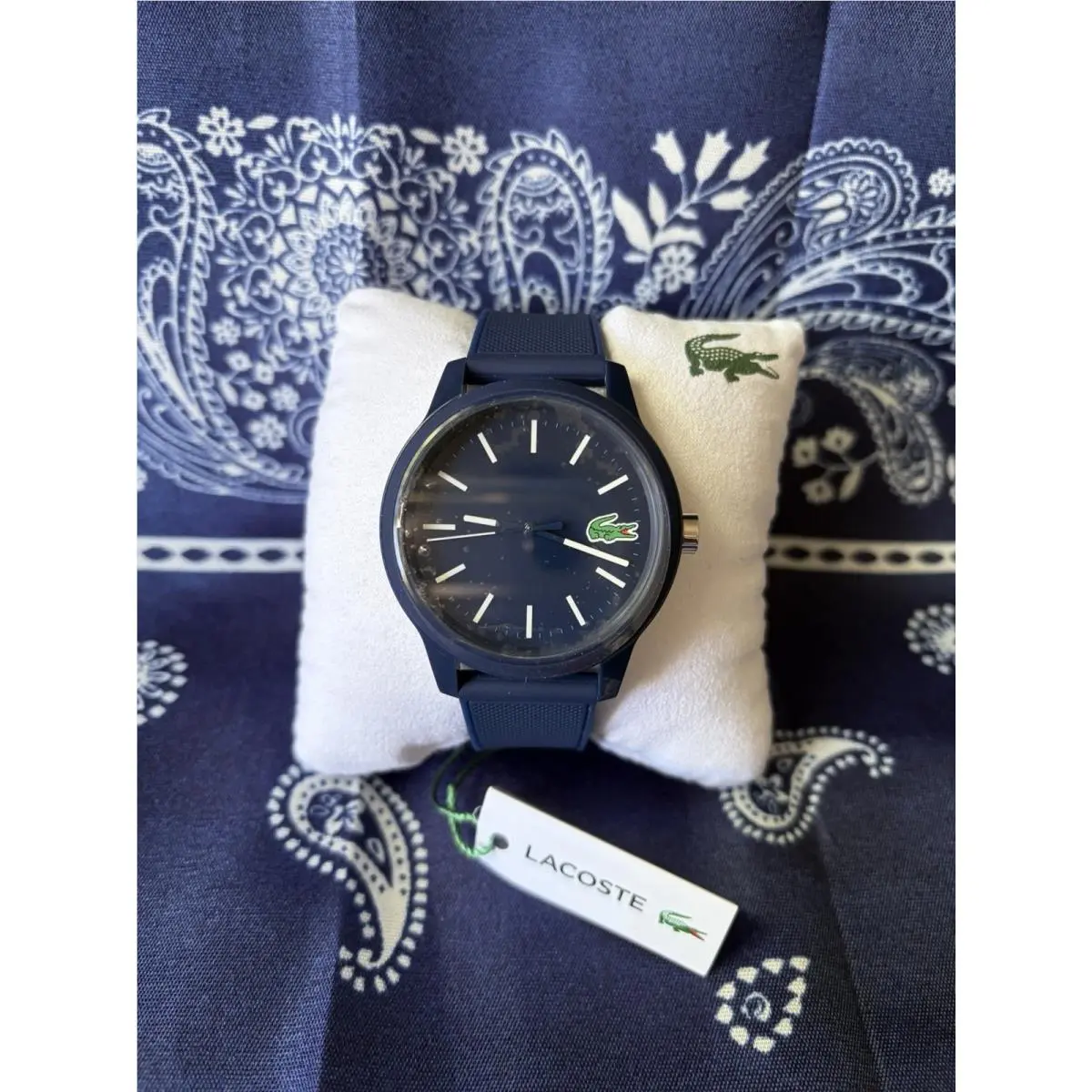 Lacoste Unisex Analog Wristwatch Blue Dial Blue Strap Round Box