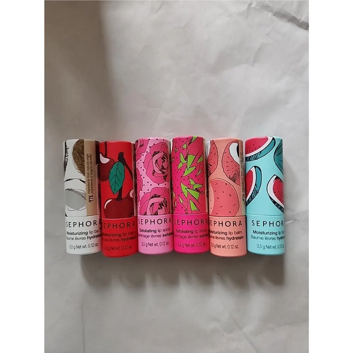 Bundle Of 6 Sephora Moisturizing 4 Lip Balms 2 Lip Scrubs 0.12oz Fruity