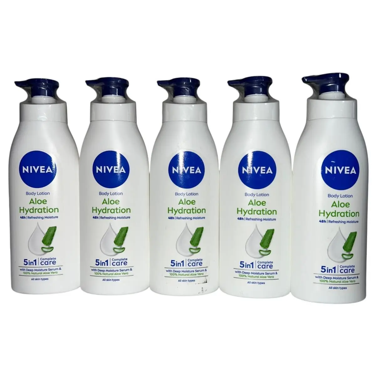 5x Nivea Aloe Hydration Body Lotion 13.5oz Deep Moisture 48hr Dry Skin Care