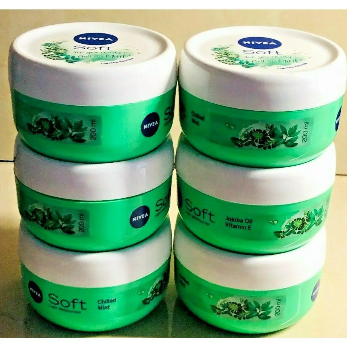 Soft Light Moisturizing 6 Creams Chill with Mint Vitamin E Jojoba Oil by Nivea