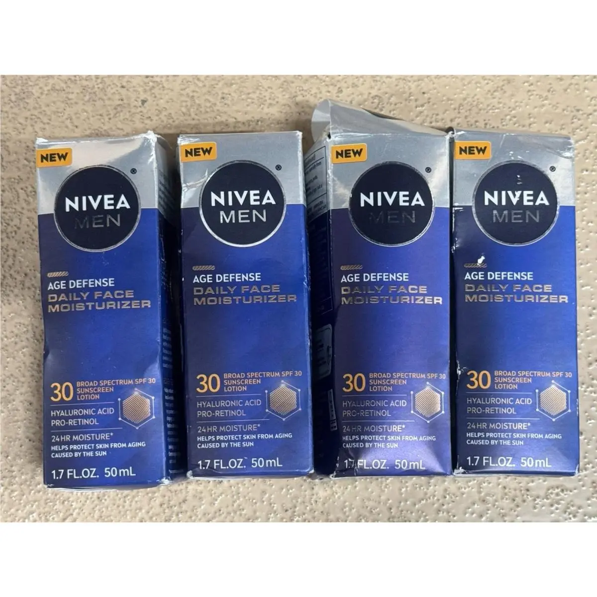 4  Men Age Defense Daily Face Moisturizer Spf 30 1.7 Oz Exp: 11-2026 by Nivea