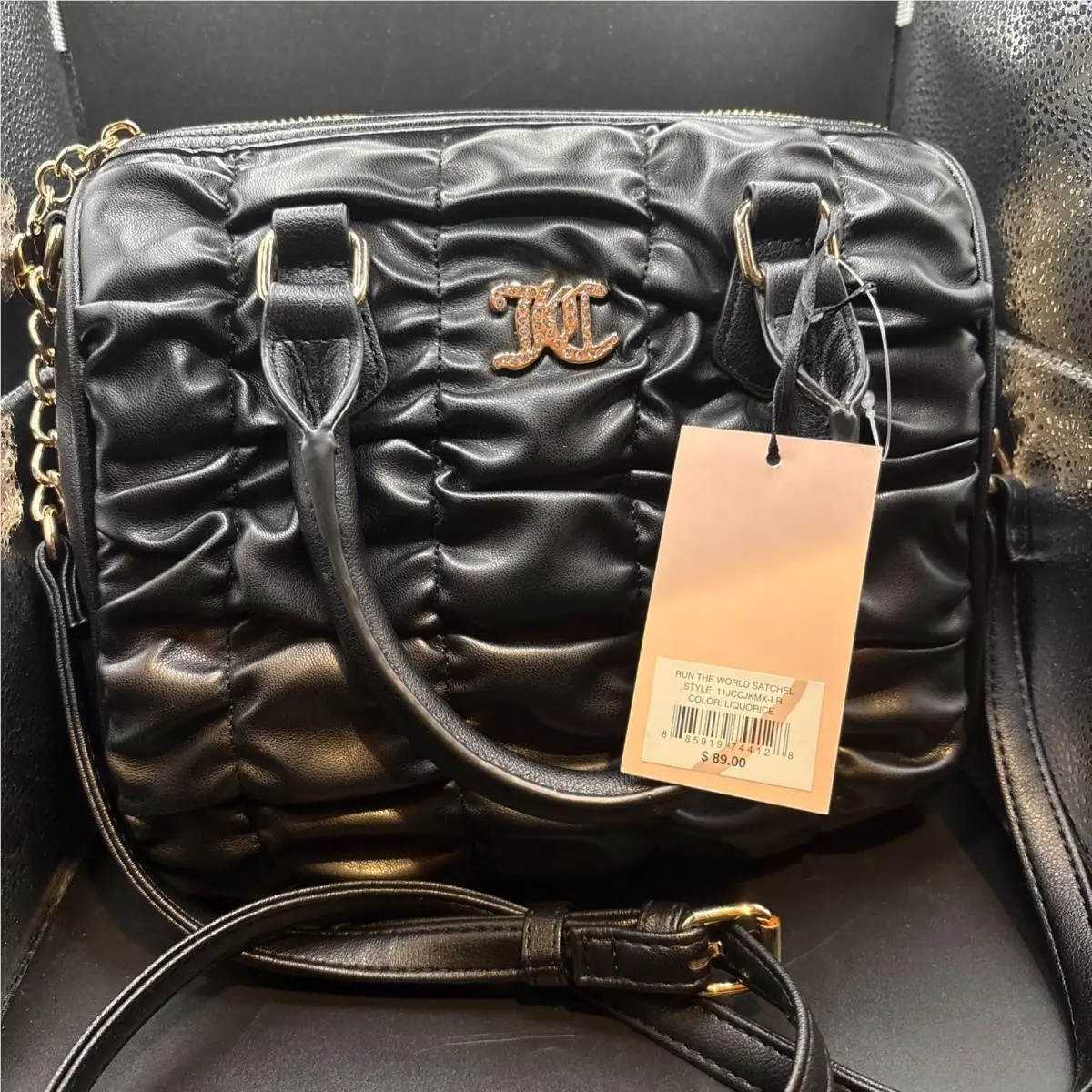 Run The World Satchel Black Diamond Satchel Bag Purse by Juicy Couture