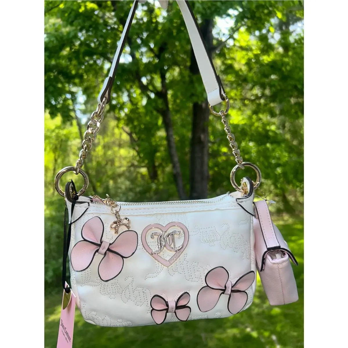 Juicy Couture Save The Best For Last Flower Shoulder Bag Angel White