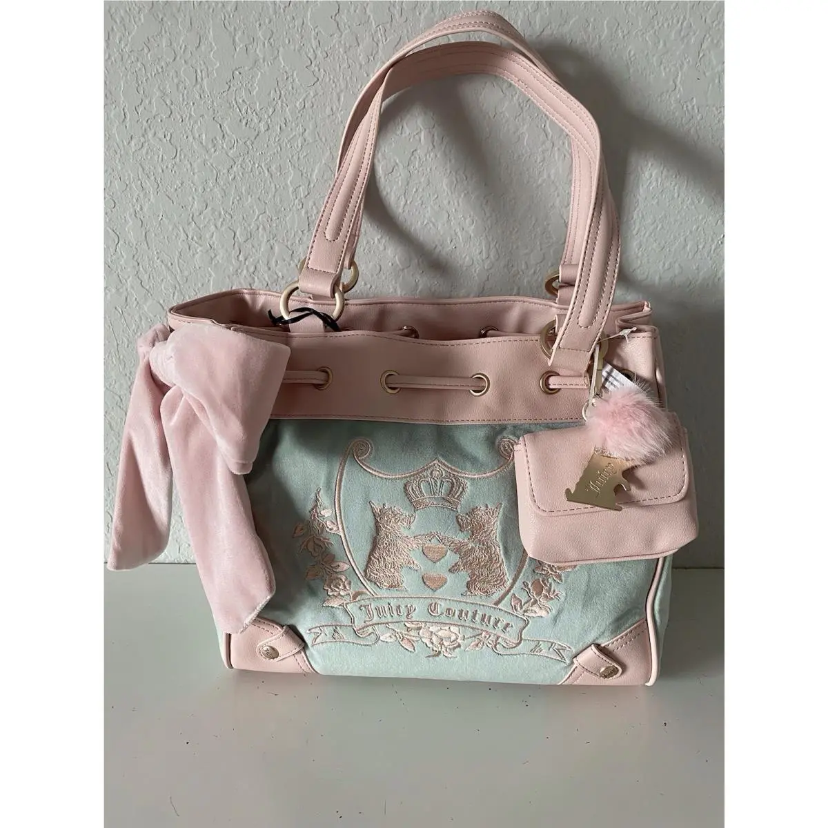 Juicy Couture Love Chapter Tote Daydream Frosty Green Pink W/charm Viral