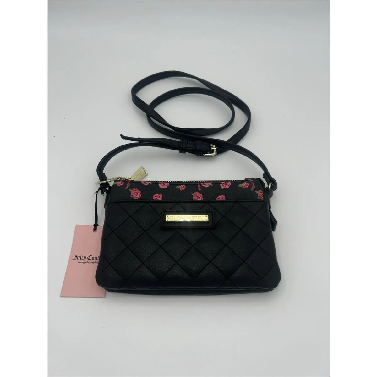 Juicy Couture Black Small Crossbody Purse Crown Royal Mid Quilted