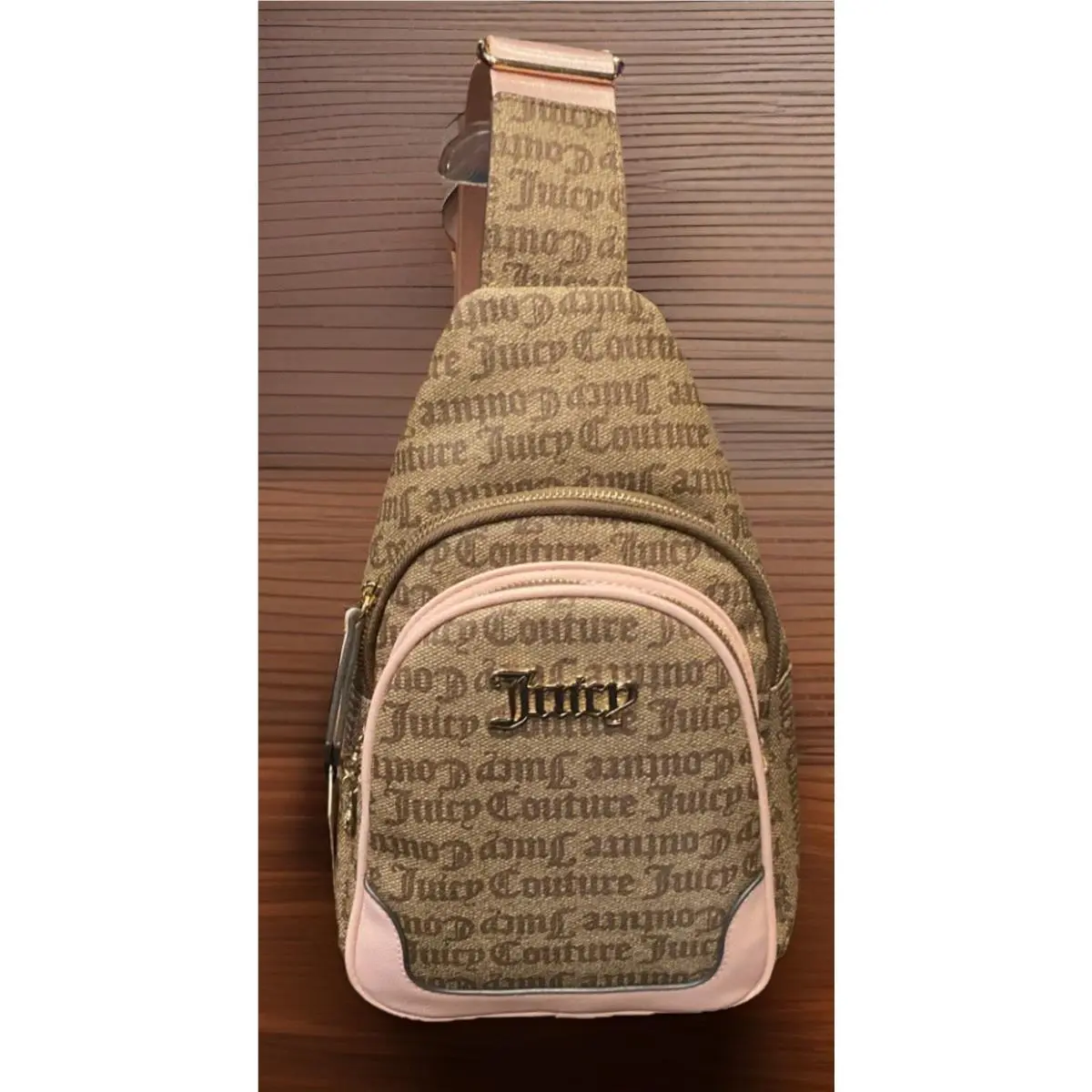 Juicy Couture Brown Pink Signature Logo Raising Star Sling Bag