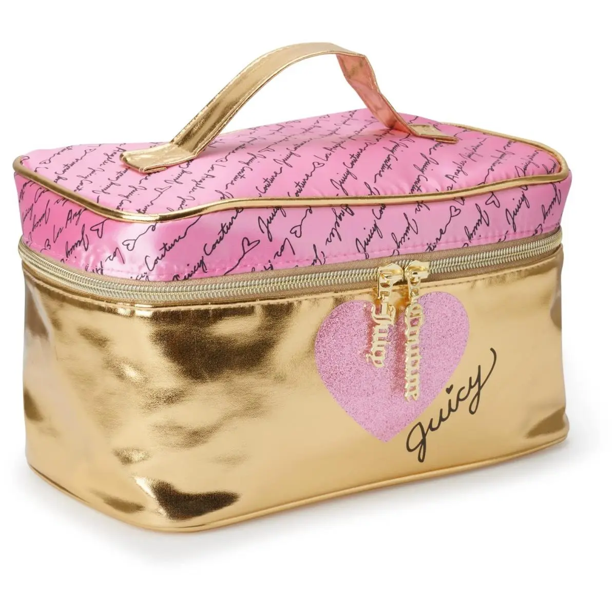 Juicy Couture Gold Pink Makeup Bag Cosmetics Organizer Travel Essentials