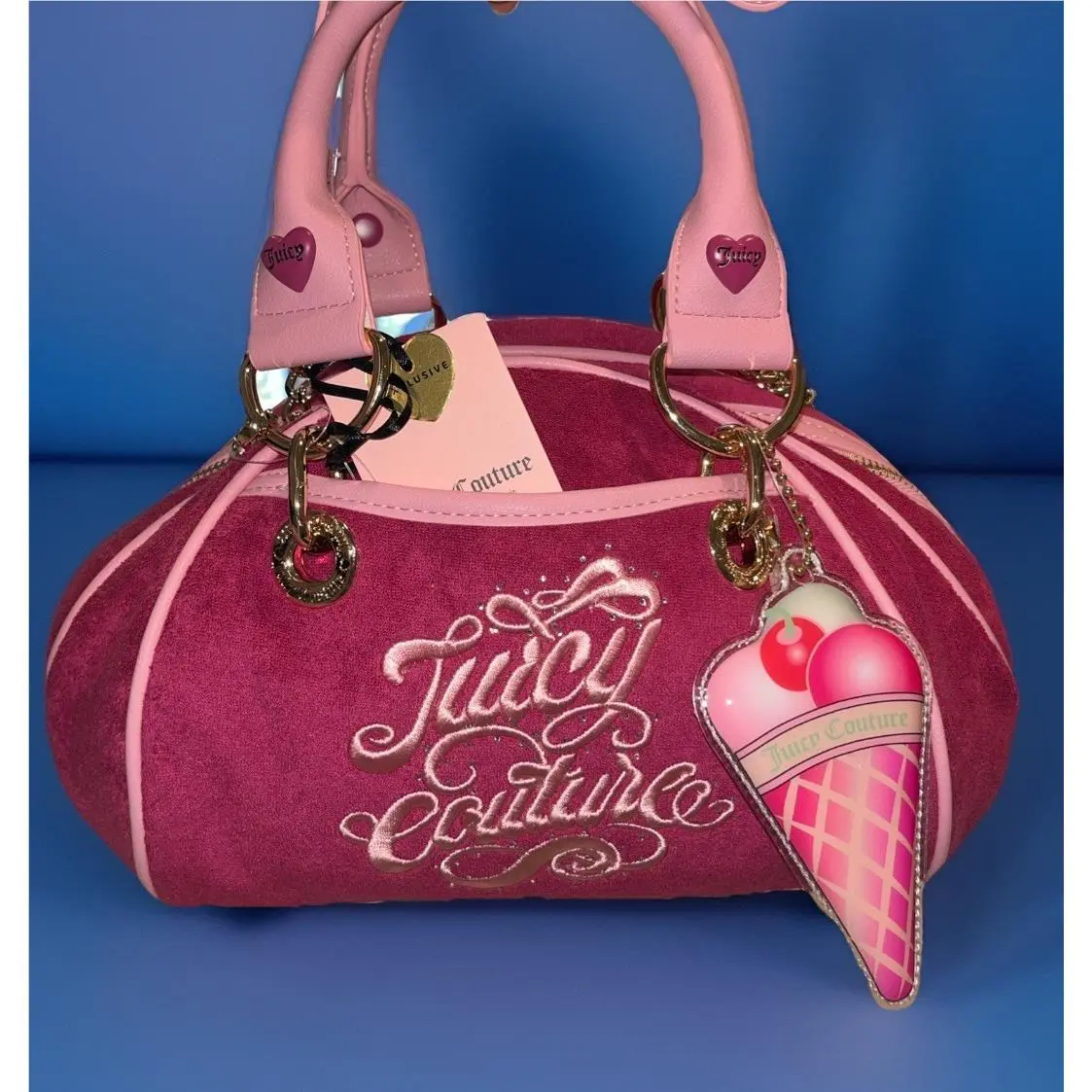 Juicy Couture Terry Sugar Rush Raspberry Ice Cream Cone Satchel Handbag