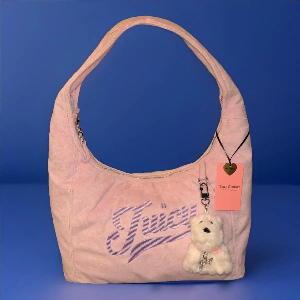 Juicy Couture Too Cute Terry Cloth Lilac Mist Pink Hobo Handbag
