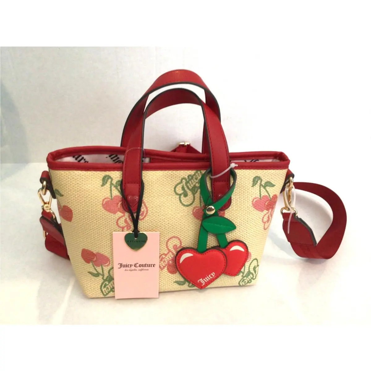Juicy Couture Red Paradise Cherry Canvas Mini Tote Handbag
