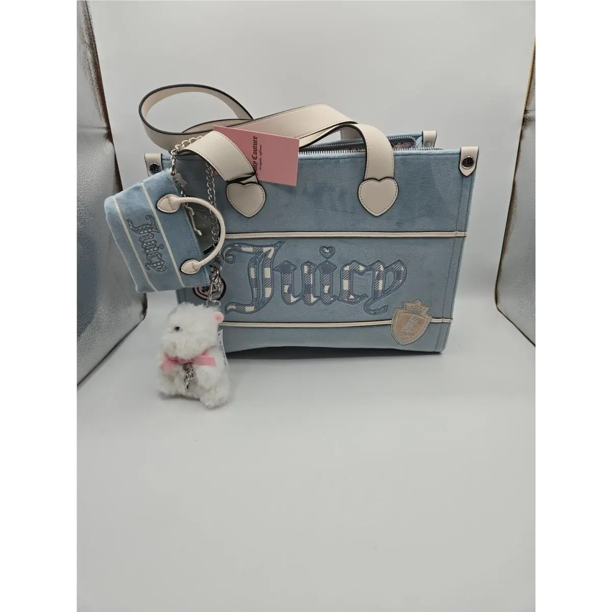 Juicy Couture Study In Style Tote/shoulder Bag Velourfeel/coin Purse/charms