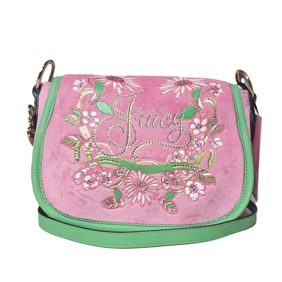Juicy Couture Juicy In Bloom Flap Crossbody - Cherry Blossom Green