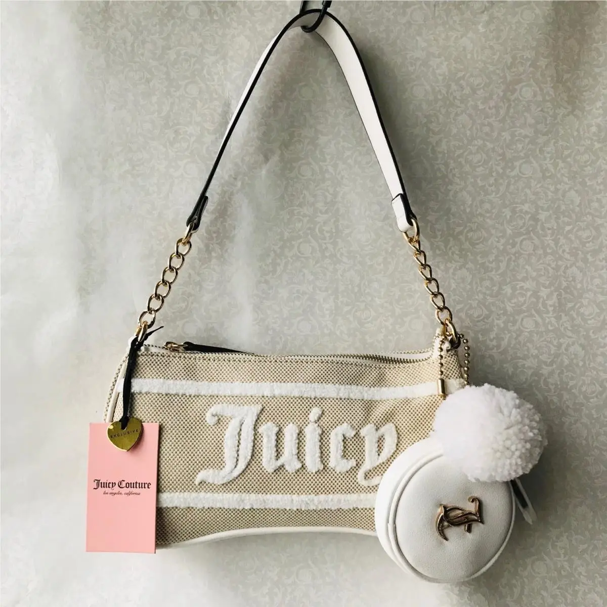 Juicy Couture Beige Resort Shoulder Bag w Coin Pouch