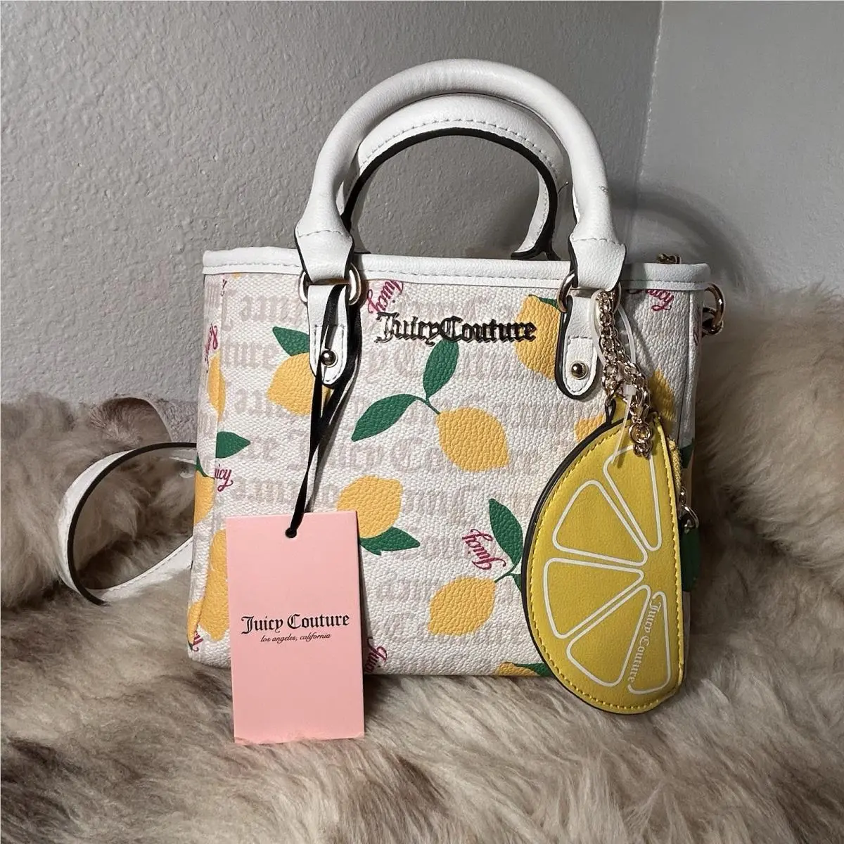 Juicy Couture Fruitful Mini Tote / Crossbody - White Crystal - Lemons