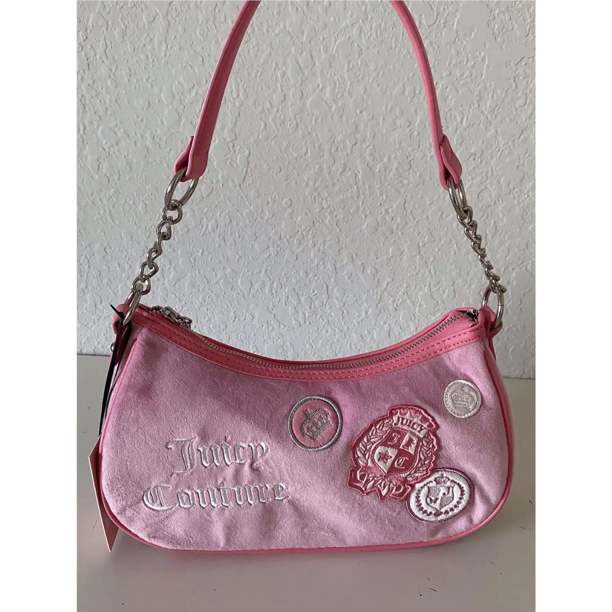 Juicy Couture Juicy Girls Rule Shoulder Bag Cherry Blossom Logo Patches J Charm