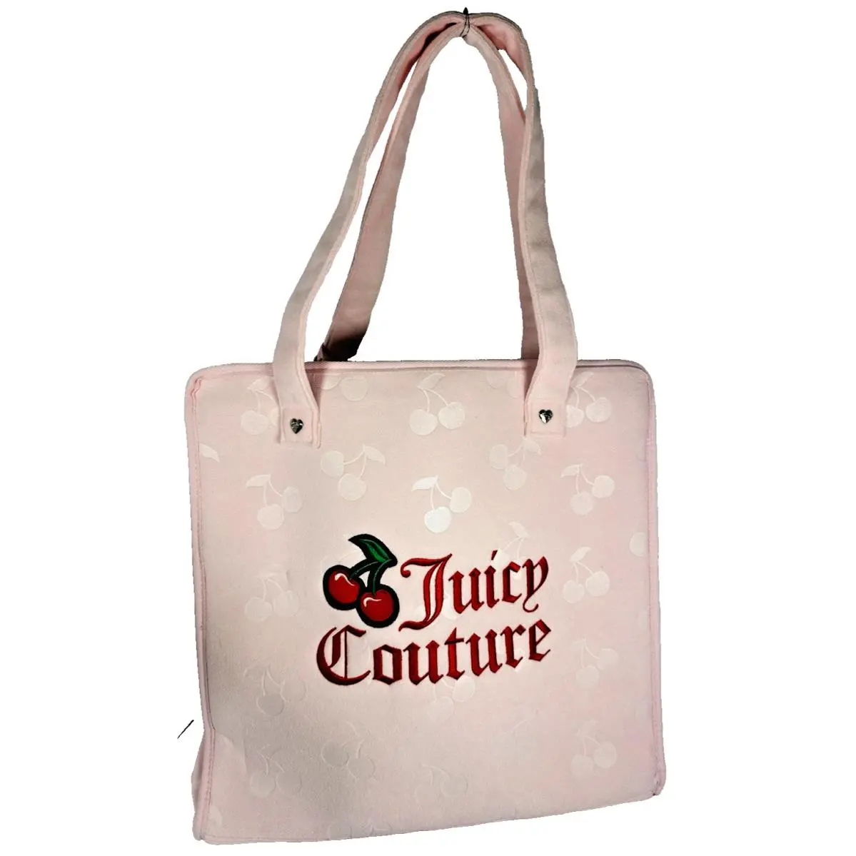 Juicy Couture Pink Cherry Terry Beach Tote Bag W/ Pouch Embroidered