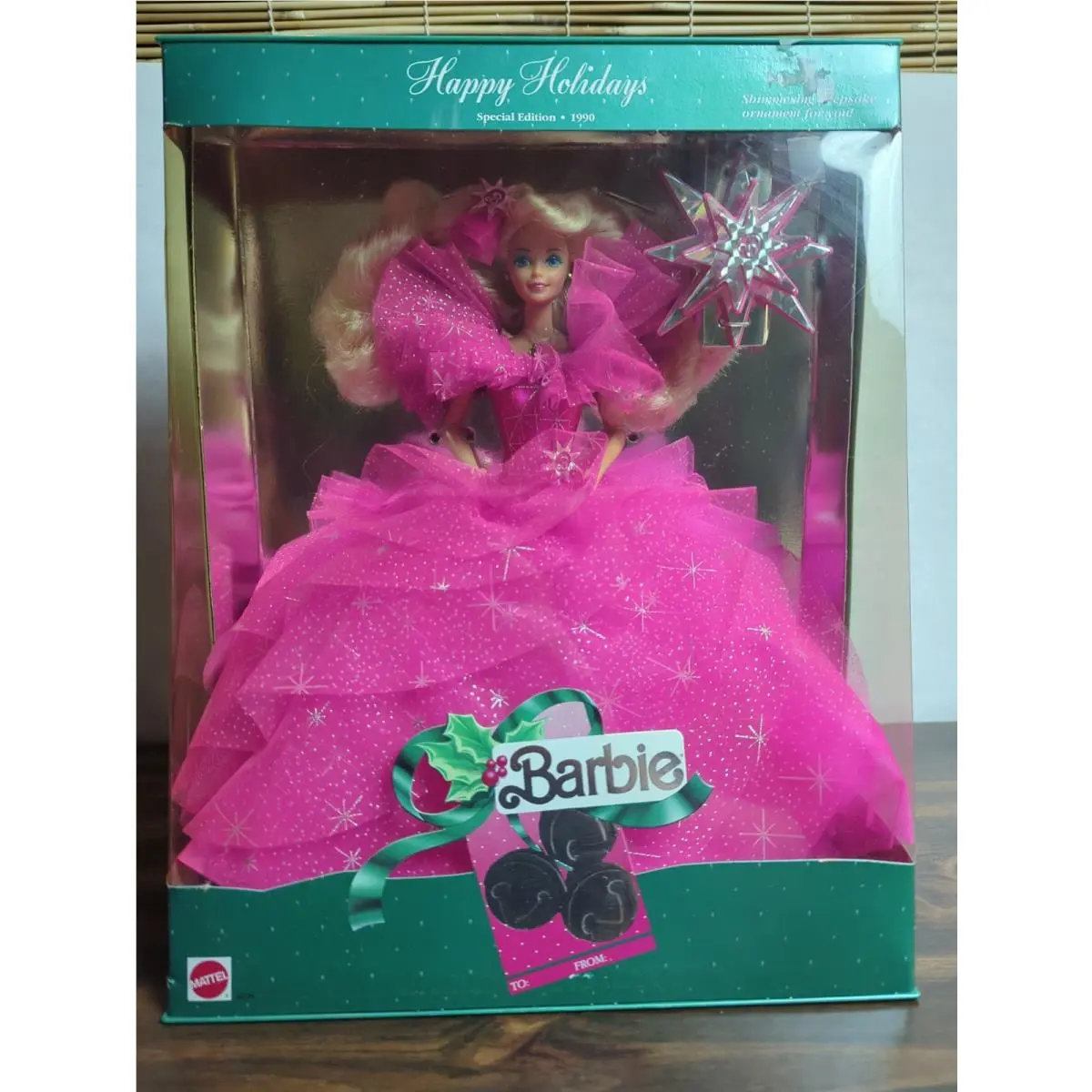Vtg Barbie Rare 1990 Happy Holidays Edition Packaging with Ornament