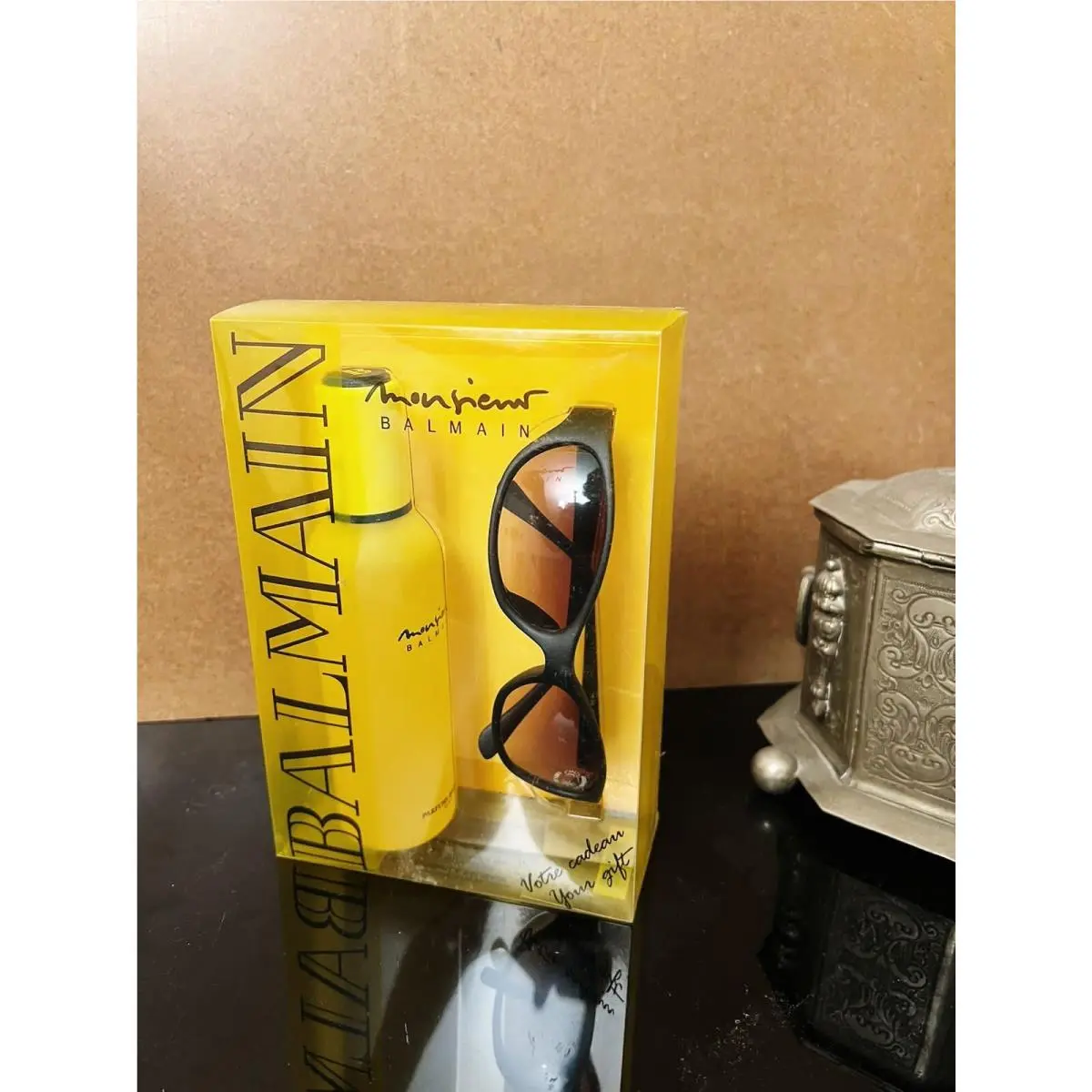 Vintage Balmain Monsieur Balmain Edt 100 ml 3.4 oz Men Spray Gift Set Sunglasses