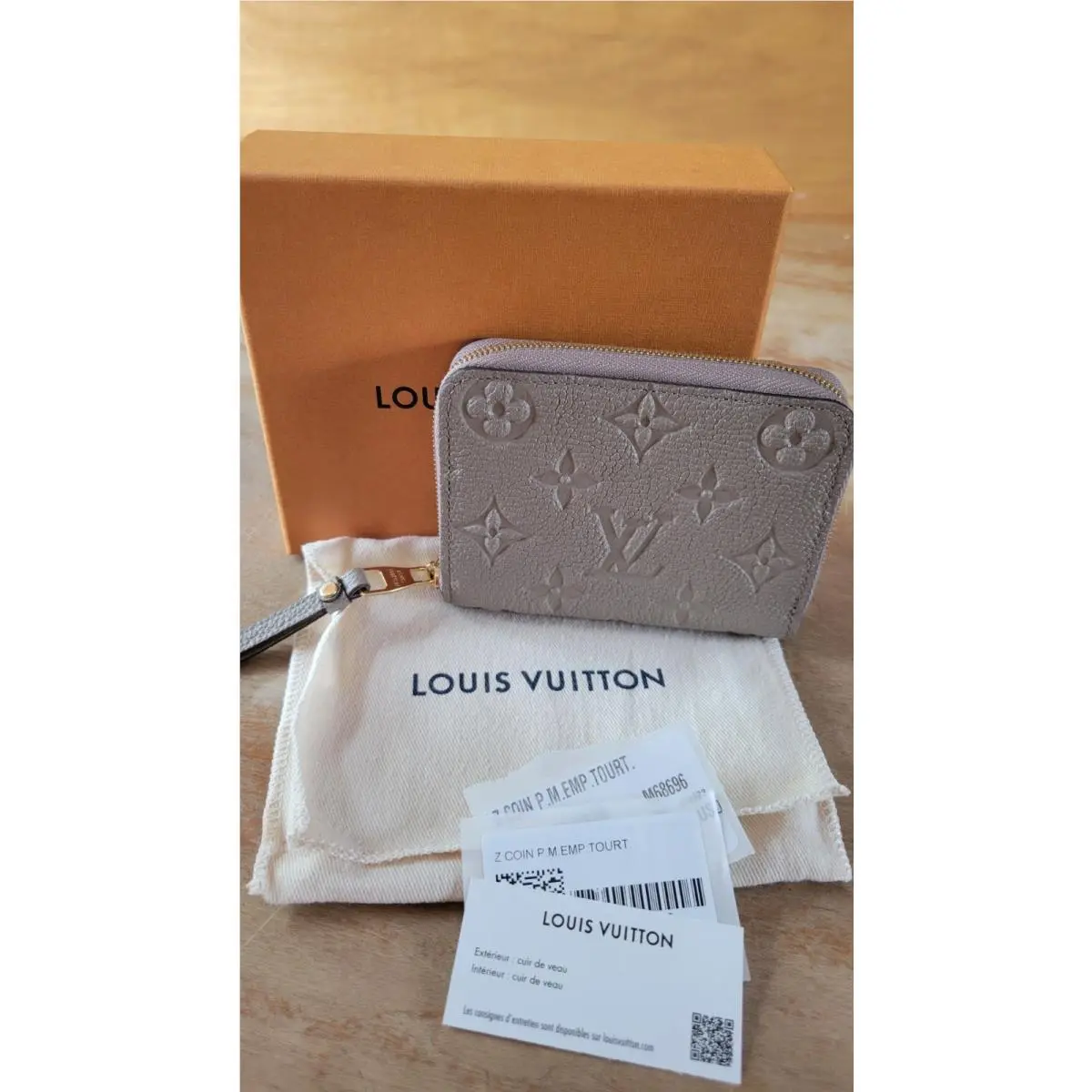 Louis Vuitton Monogram Empreinte Zippy Coin Purse Tourrerelle Beige