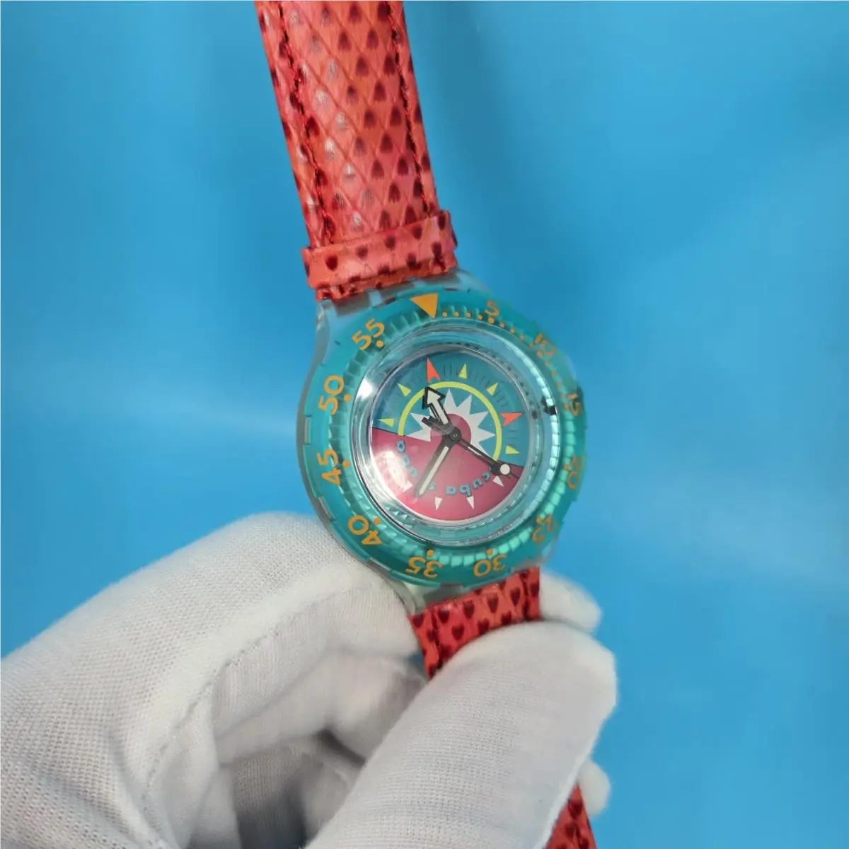 Vintage 1992 Swatch Scuba 200 Watch Tipping Compass Model SDK111 In Box