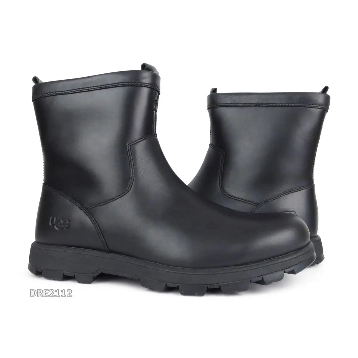 Ugg Kennen Black Leather Fur Boots Mens Size 9