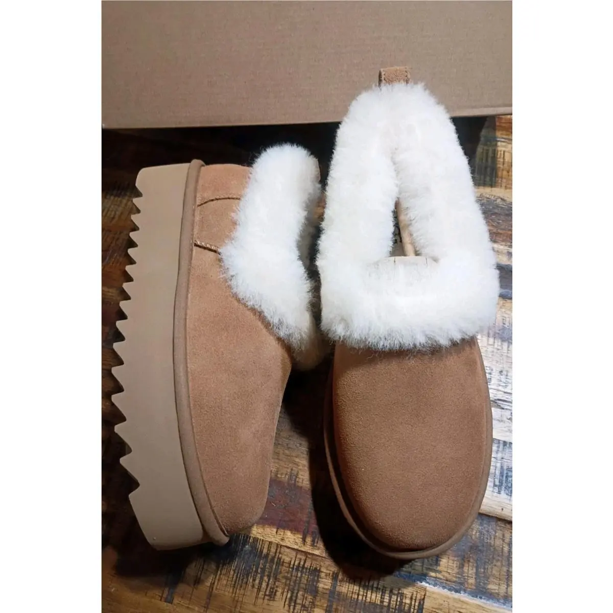 Womens Ugg Nita 1.5 Platform Suede Wool Slipper Shoe W/ Sz 8