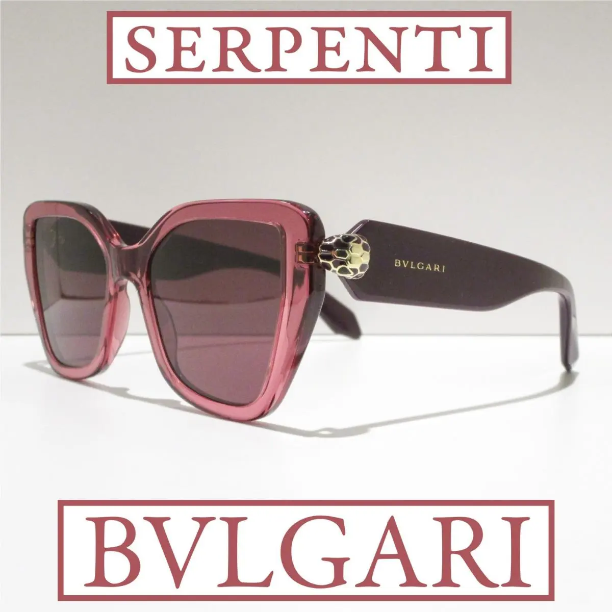 Bvlgari Serpenti BV40033I 81Y Sunglasses Women`s Translucent Burgundy Rxable 140