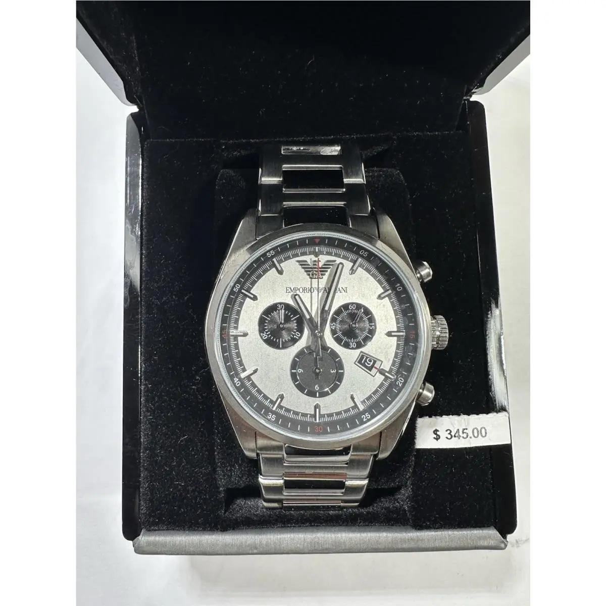 Emporio Armani AR6007 Sportivo Silver Dial Stainless Chronograph Mens Watch