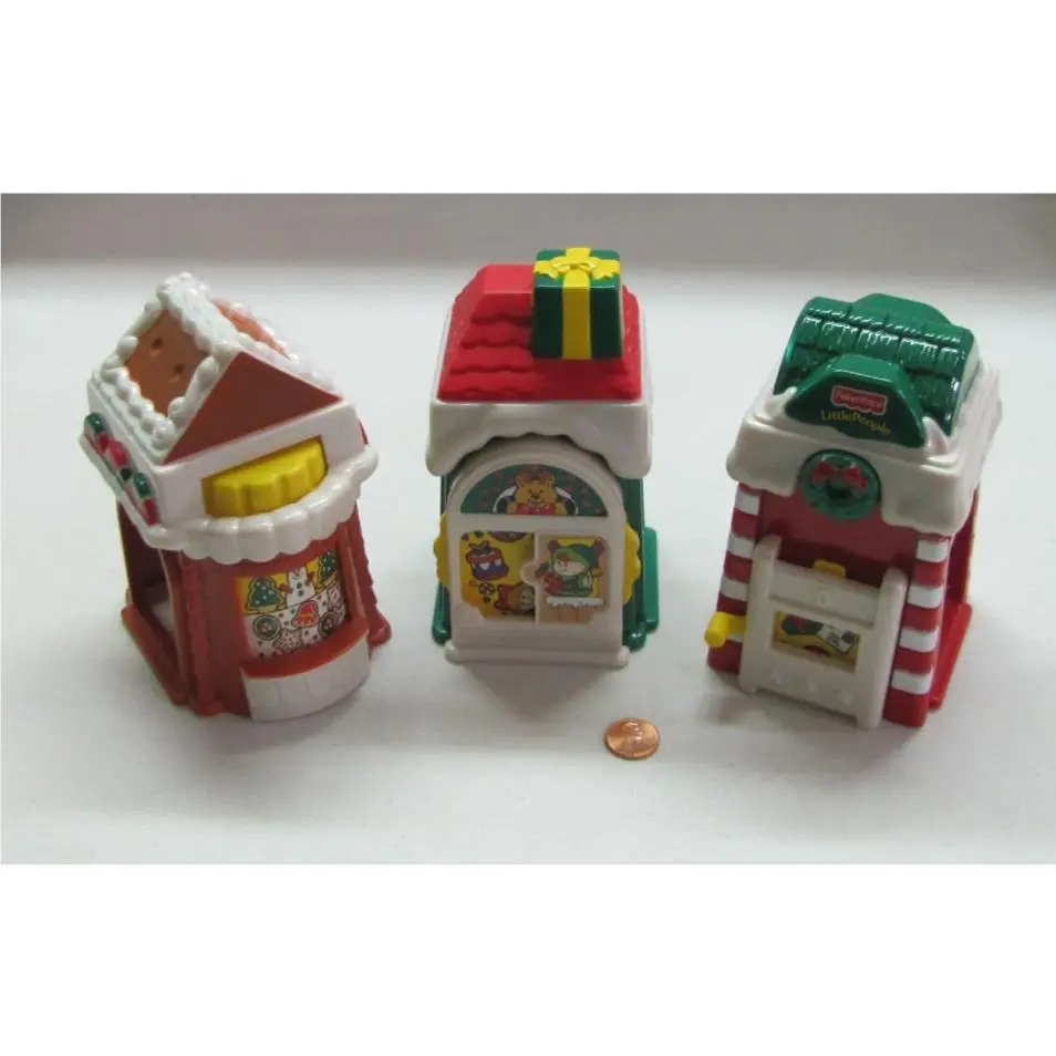 Fisher Price Little People 3 Christmas Shops 2002 Winter Holiday Main Street Set