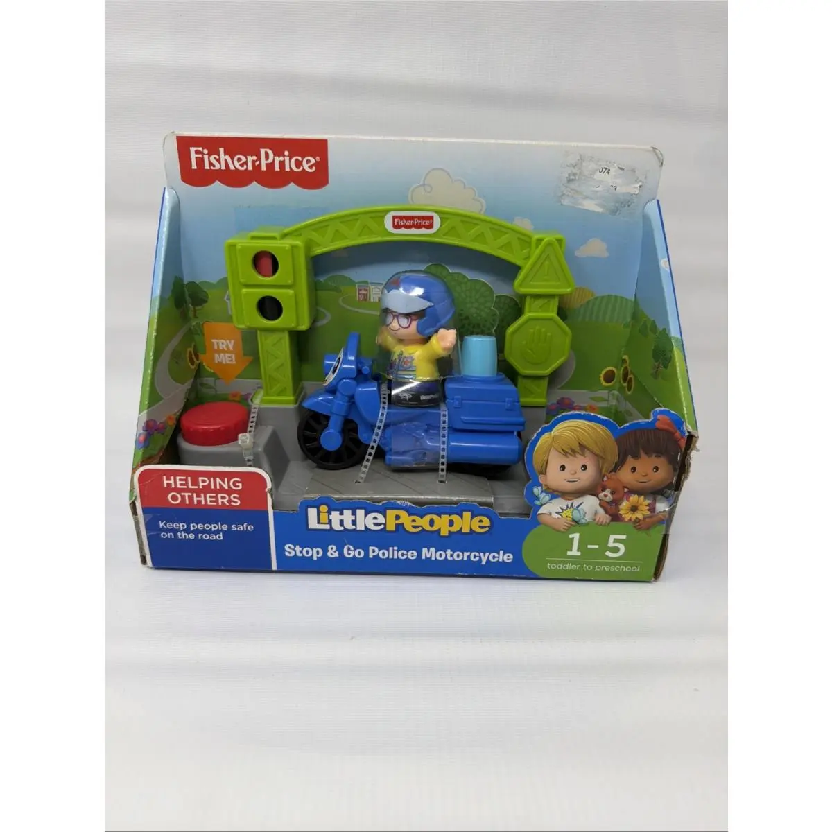 Fisher Price Little People Stop Go Police Motorcycle Helping Others Fuzz