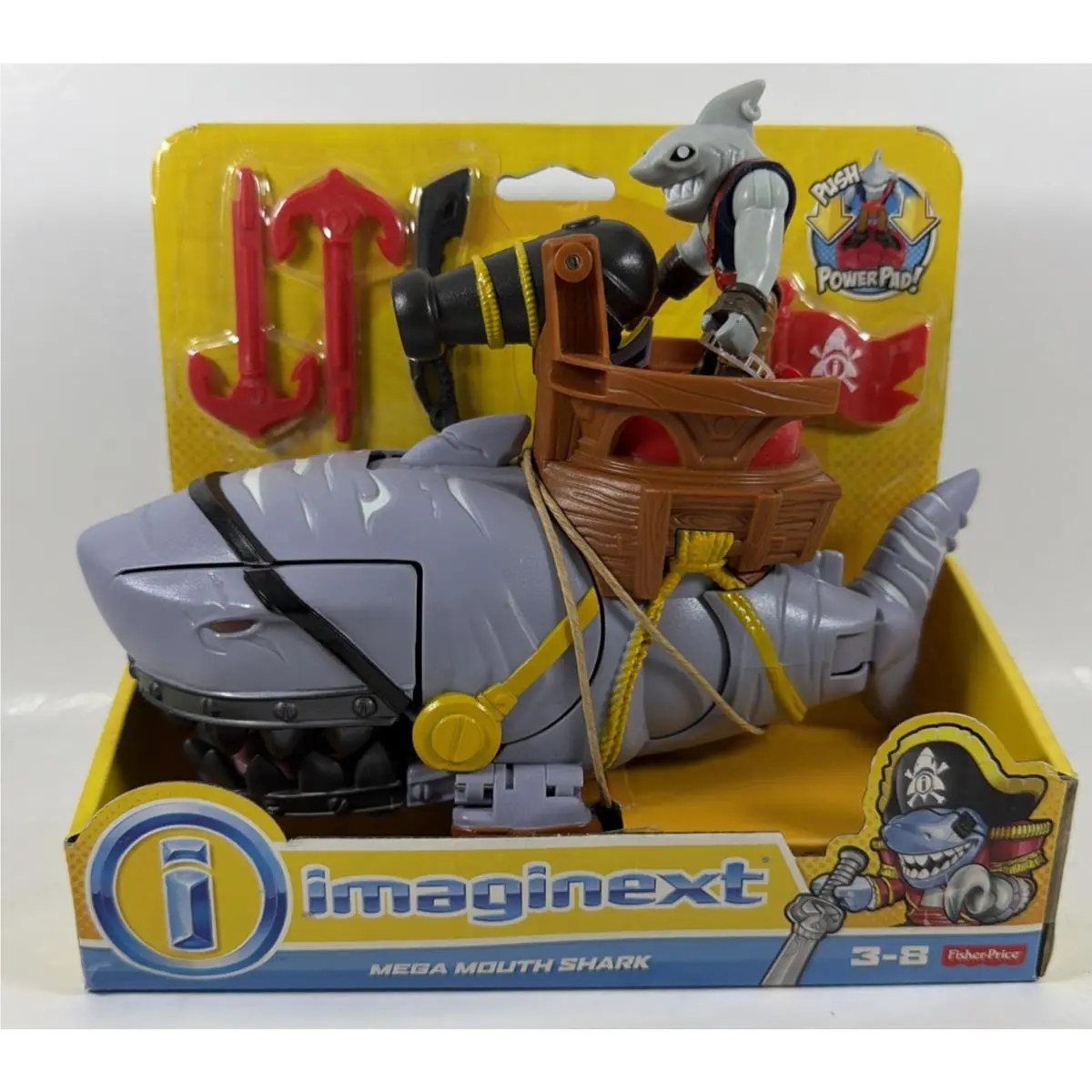 Imaginext Mega Mouth Shark Pirate Action Figure Harpoon Cannon Kids Toy Boys 3-8