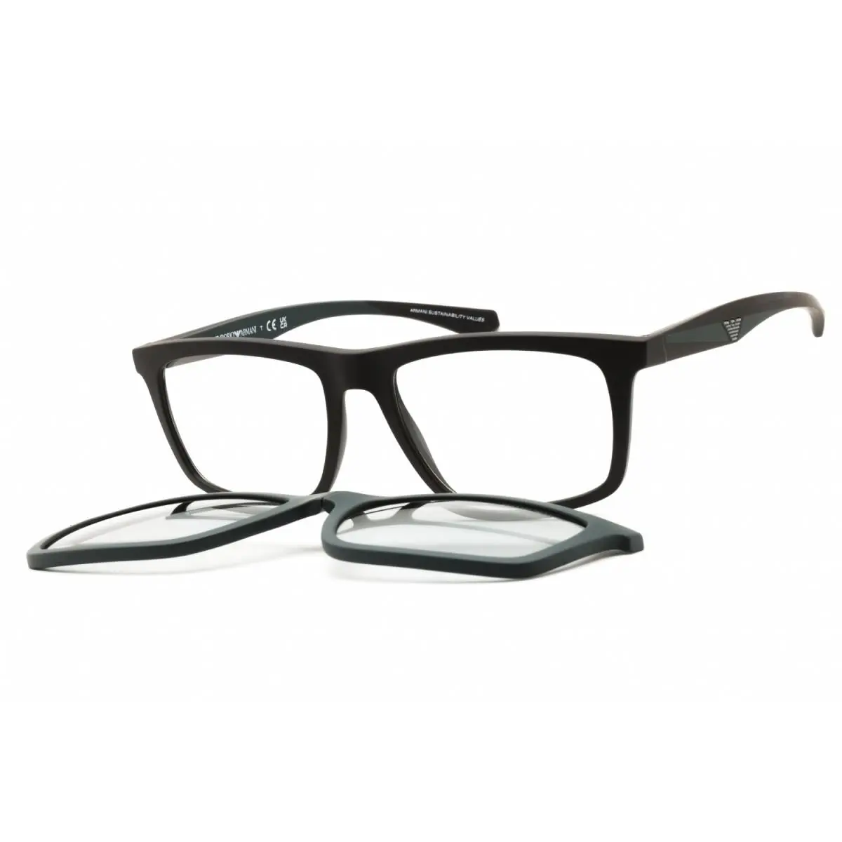EA4235 61861W Matte Brown/clear with Grey Clip-on Lenses by Emporio Armani