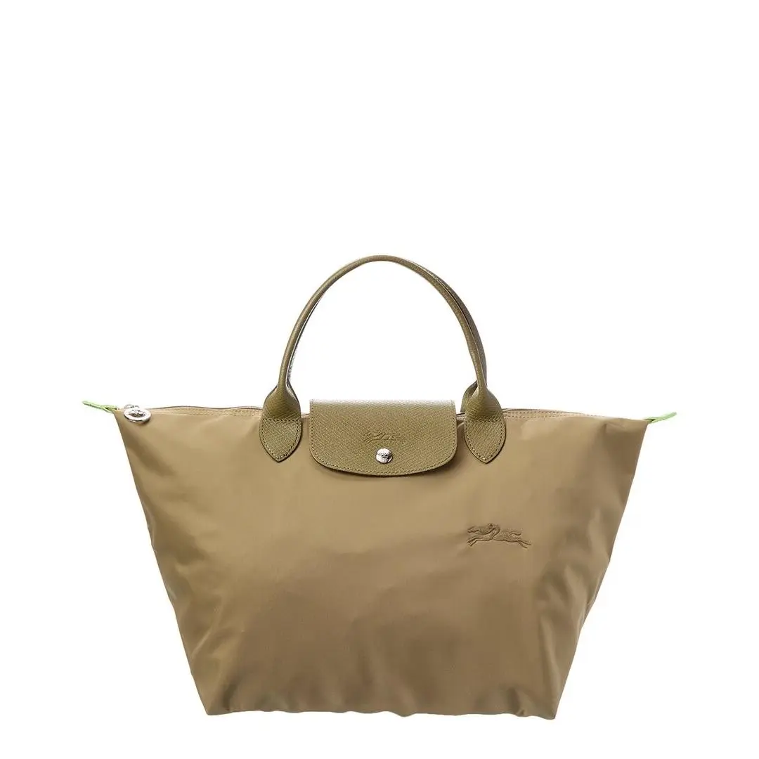 Longchamp Le Pliage Green Medium Canvas Handbag Women`s Green - Exterior: Green