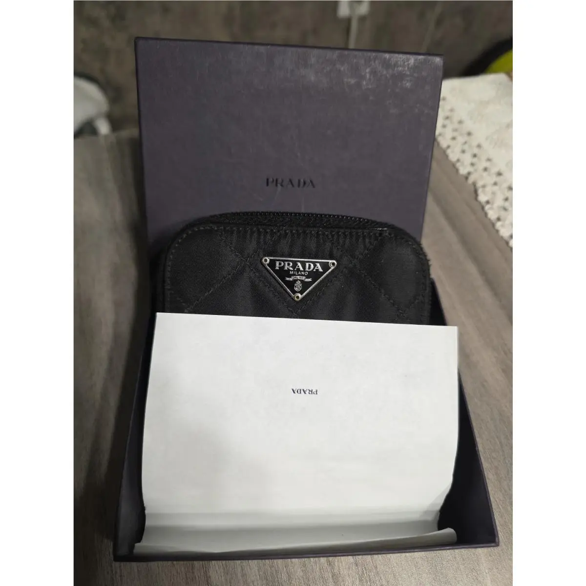 Prada Black Quilted Nylon Zip Around French Wallet 1M0844 Tessuto Impunto