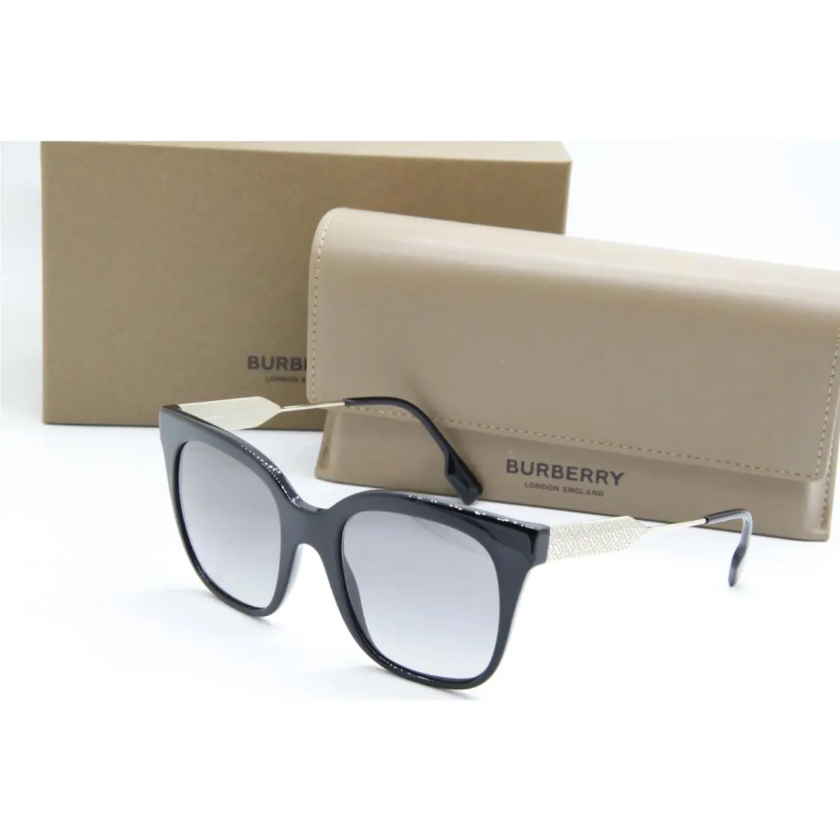 Burberry B 4328 3001/11 Black Gold Sunglasses W Case 52-20